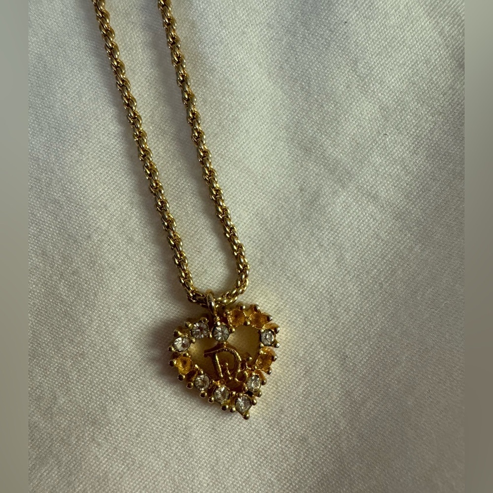 Authentic Christian Dior gold tone rhinestone necklace